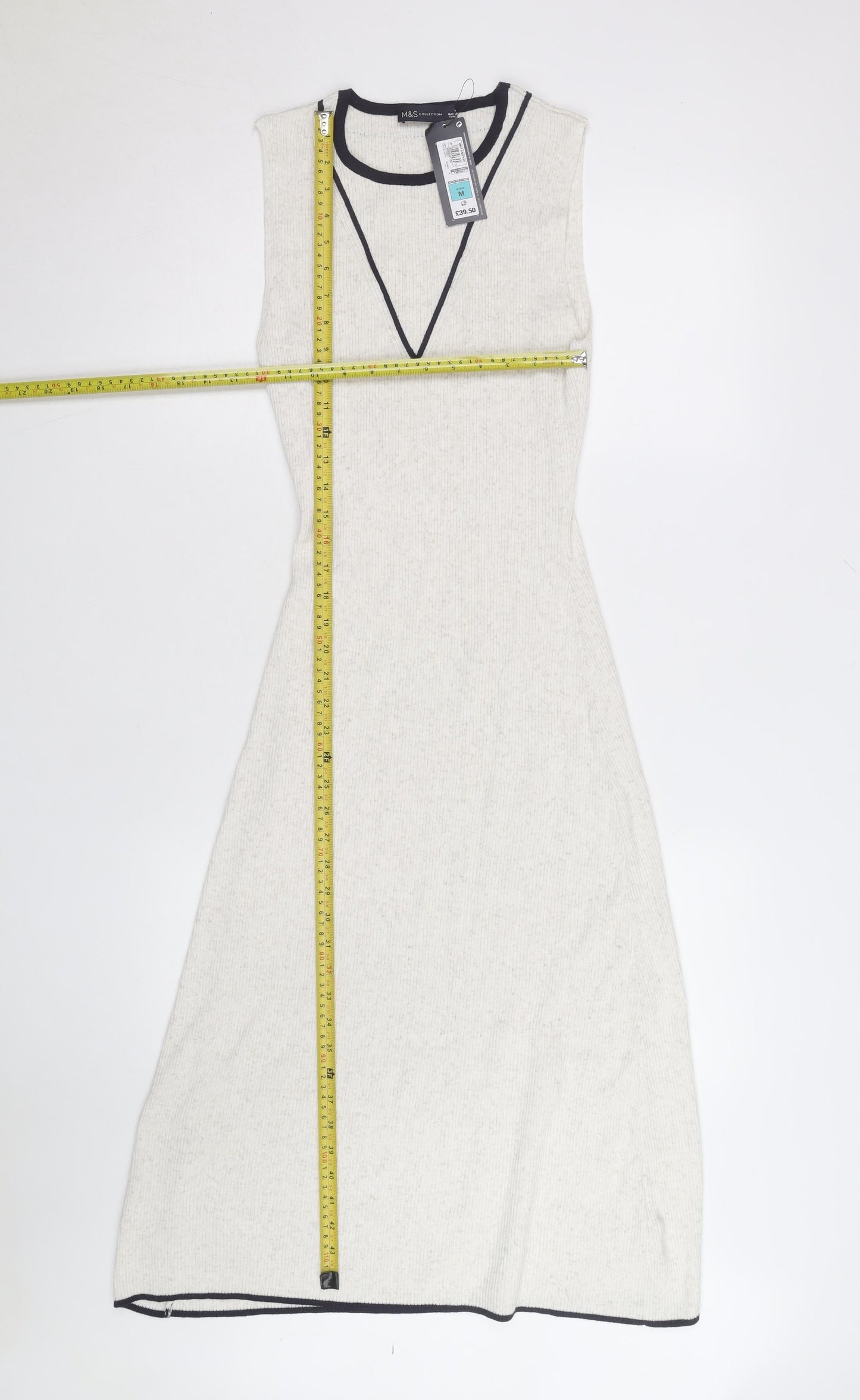 Marks and Spencer Women’s Ivory Knit A-Line Midi Sleeveless Dress M