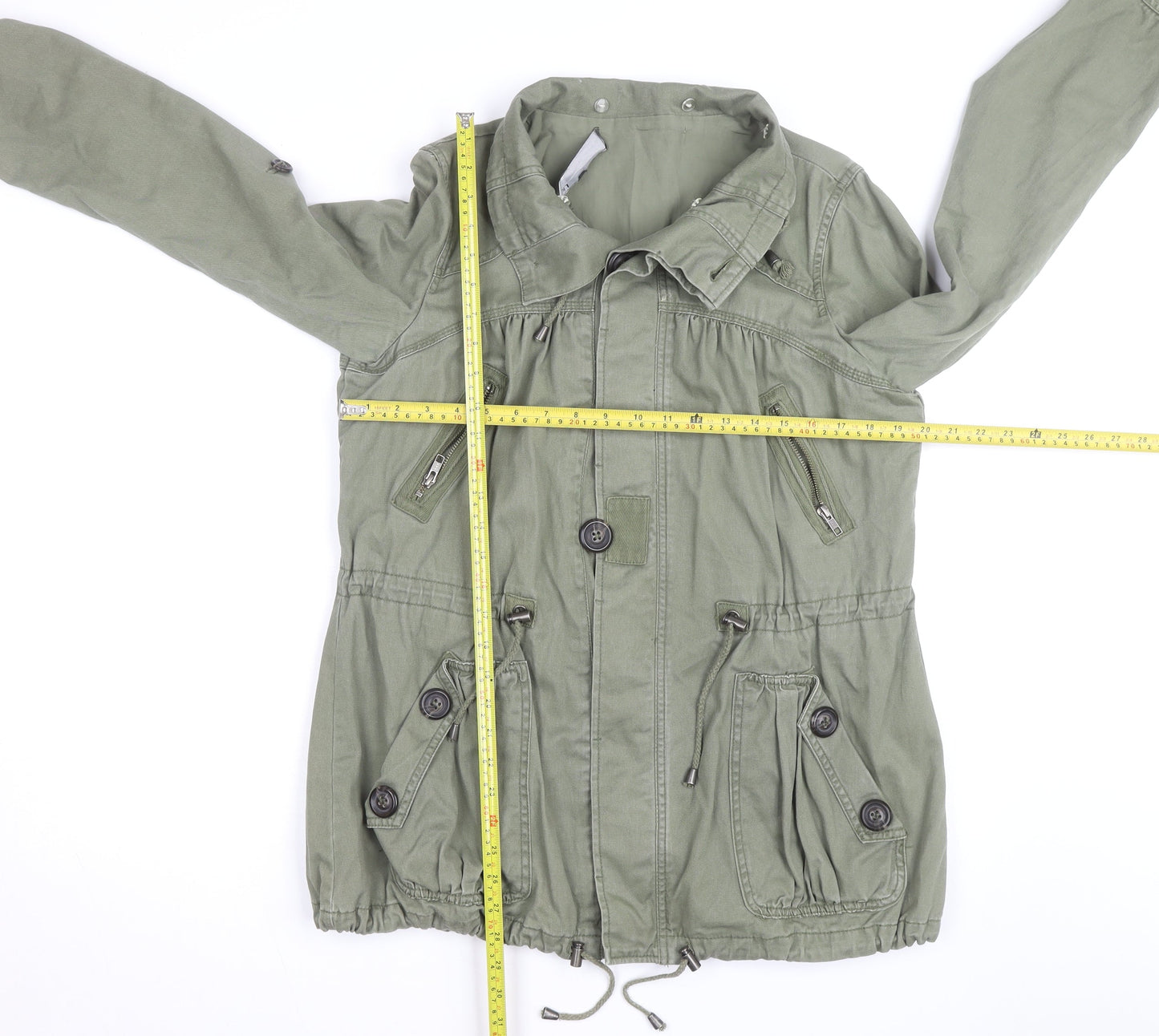 Next Womens Green Cotton Parka Jacket Size 10 Military Style