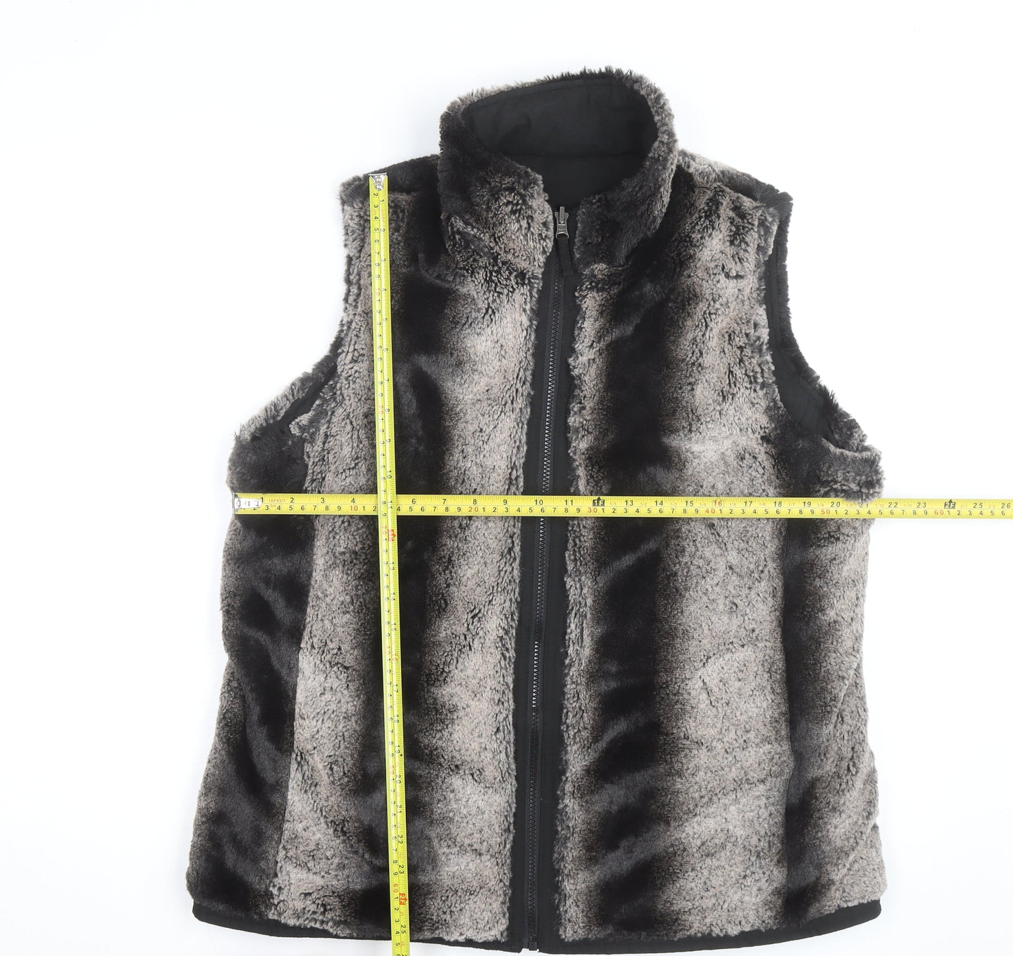 CEM Men's Grey Faux Fur Zip Waistcoat Bodywarmer M