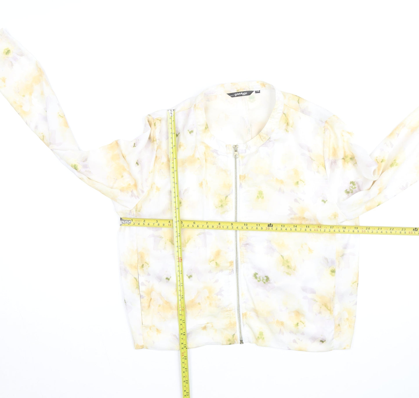 Golddigga Women’s Floral Zip Chiffon Blouse Size 12 Multicoloured
