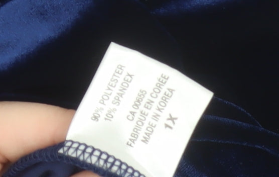 Penningtons Women’s Blue Velvet Long Sleeve Wrap Dress Size 20