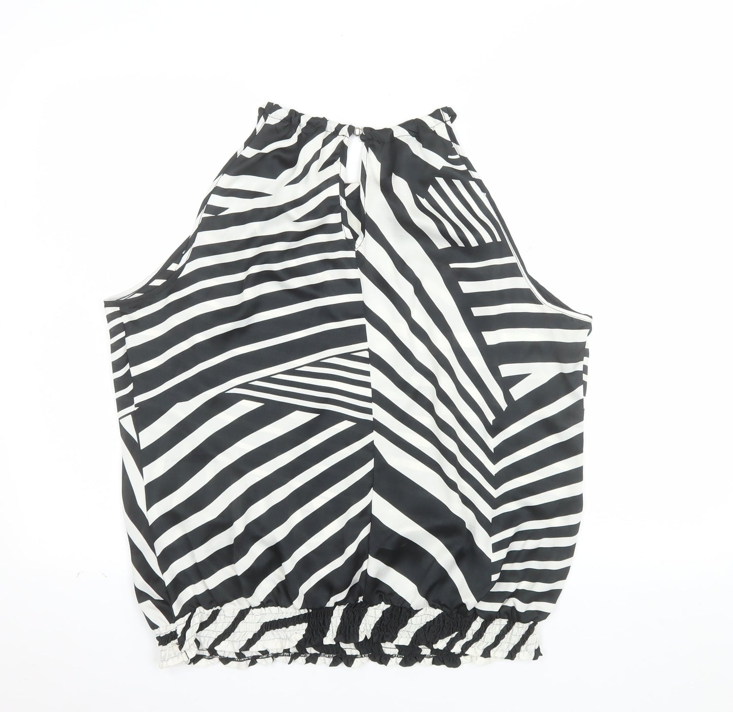 Wallis Women’s Black & White Striped Sleeveless Halter Blouse Size L