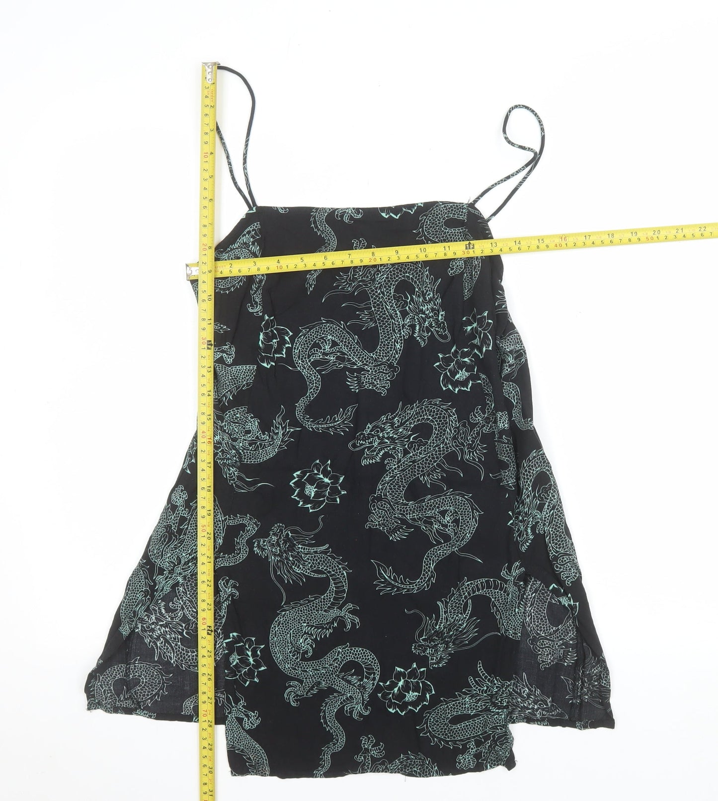 Motel Women’s Black Dragon Print Viscose Camisole Tank Top Size S