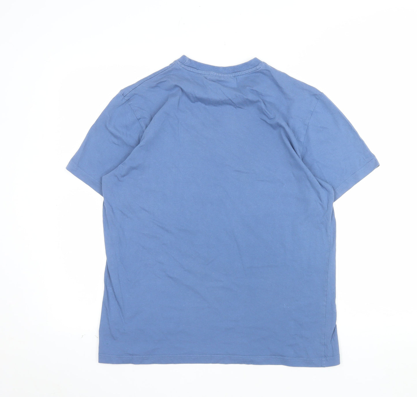 Closure London Men's Blue Graphic Crew Neck Cotton T-Shirt Size L