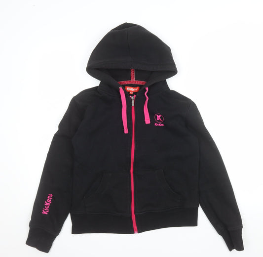 Kickers Teen Girls Black Pink Full Zip Hoodie Size 14 Cotton