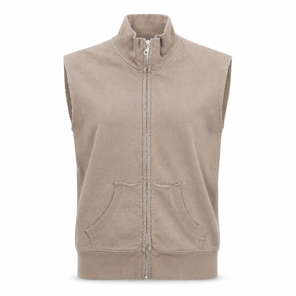 Vintage Process Womens Beige Full Zip Vest Hoodie M/L 100% Cotton