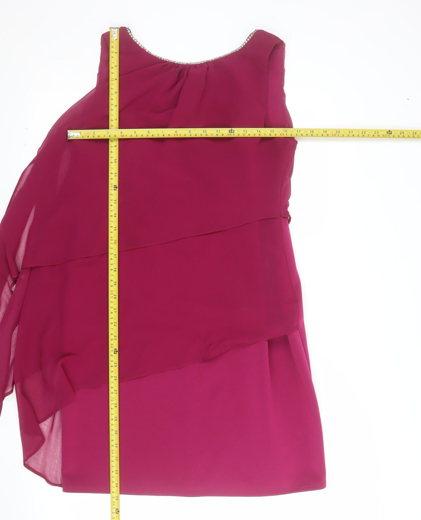 Wallis Petite Women's Purple Beaded Asymmetric Shift Dress Size 12