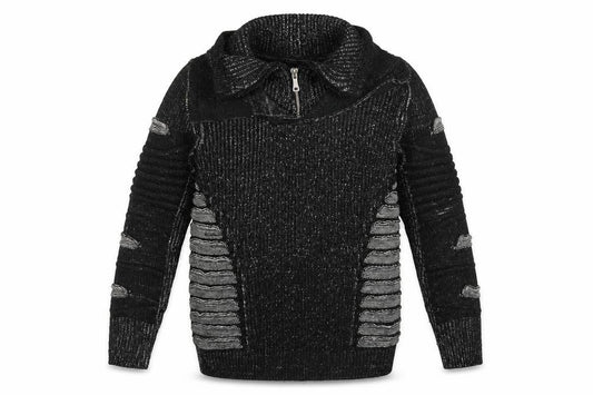 John H Men’s Black Chunky Knit 1/4 Zip Jumper Size S