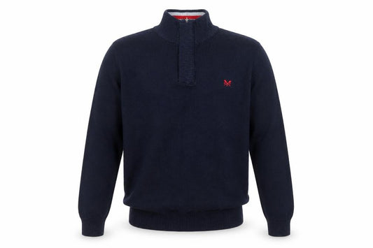 Crew Clothing Company Men's Blue Half Zip Cotton Jumper M
