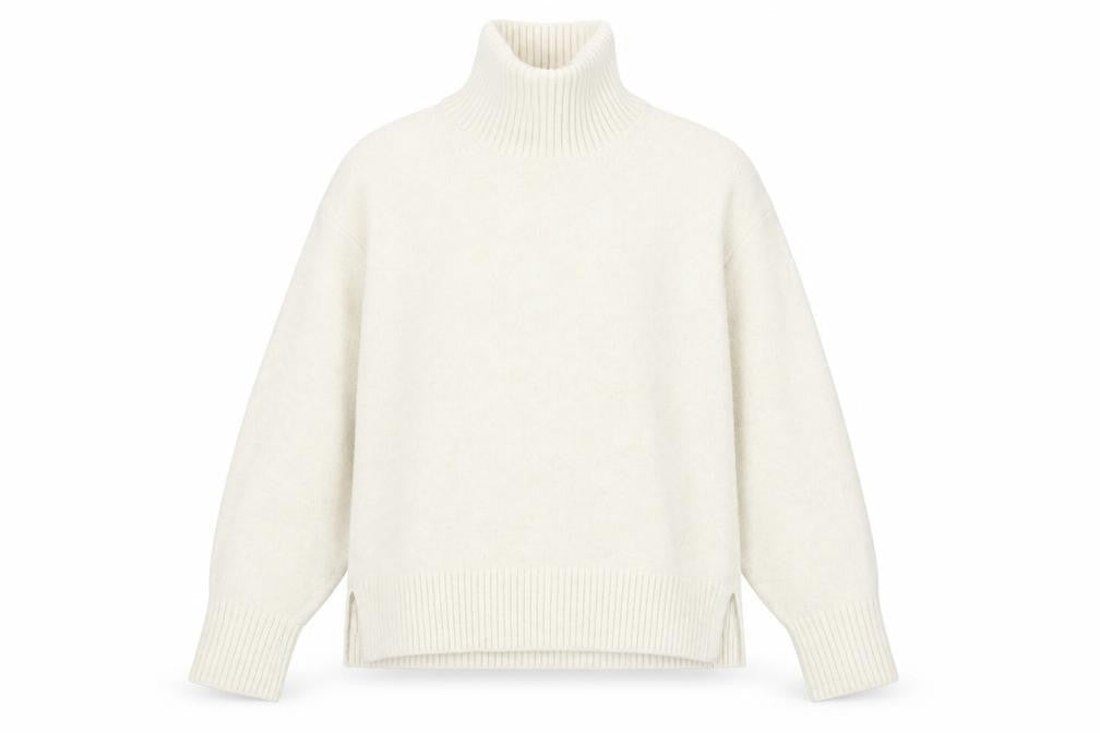 Uniqlo Women Ivory Roll Neck Wool Blend Knit Jumper XS