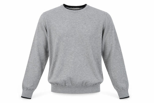 Cotton & Silk Men's Grey Crew Neck Pullover Jumper M