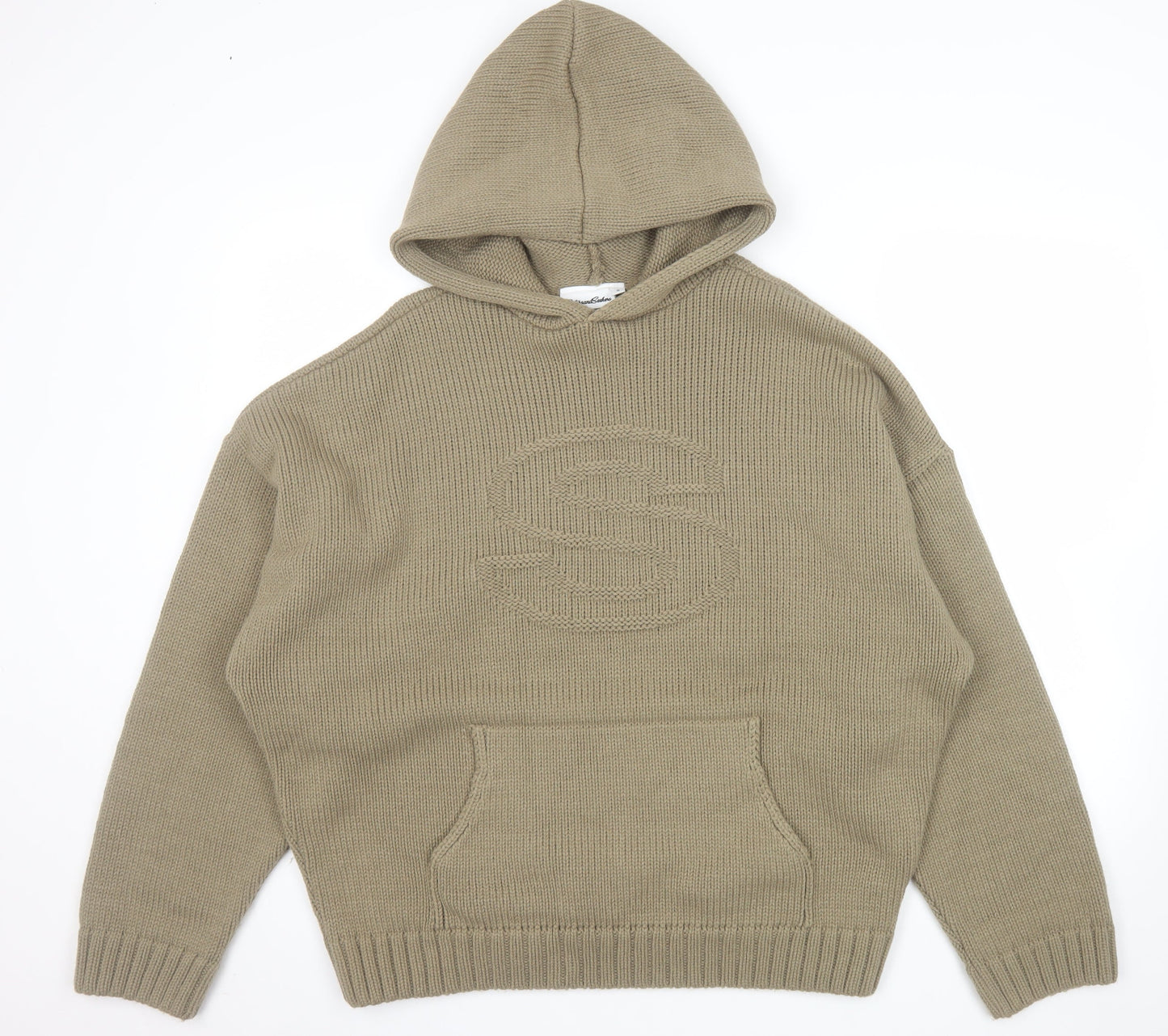 Sisters and Seekers Women’s Beige Hooded Chunky Knit Pullover Jumper Size S