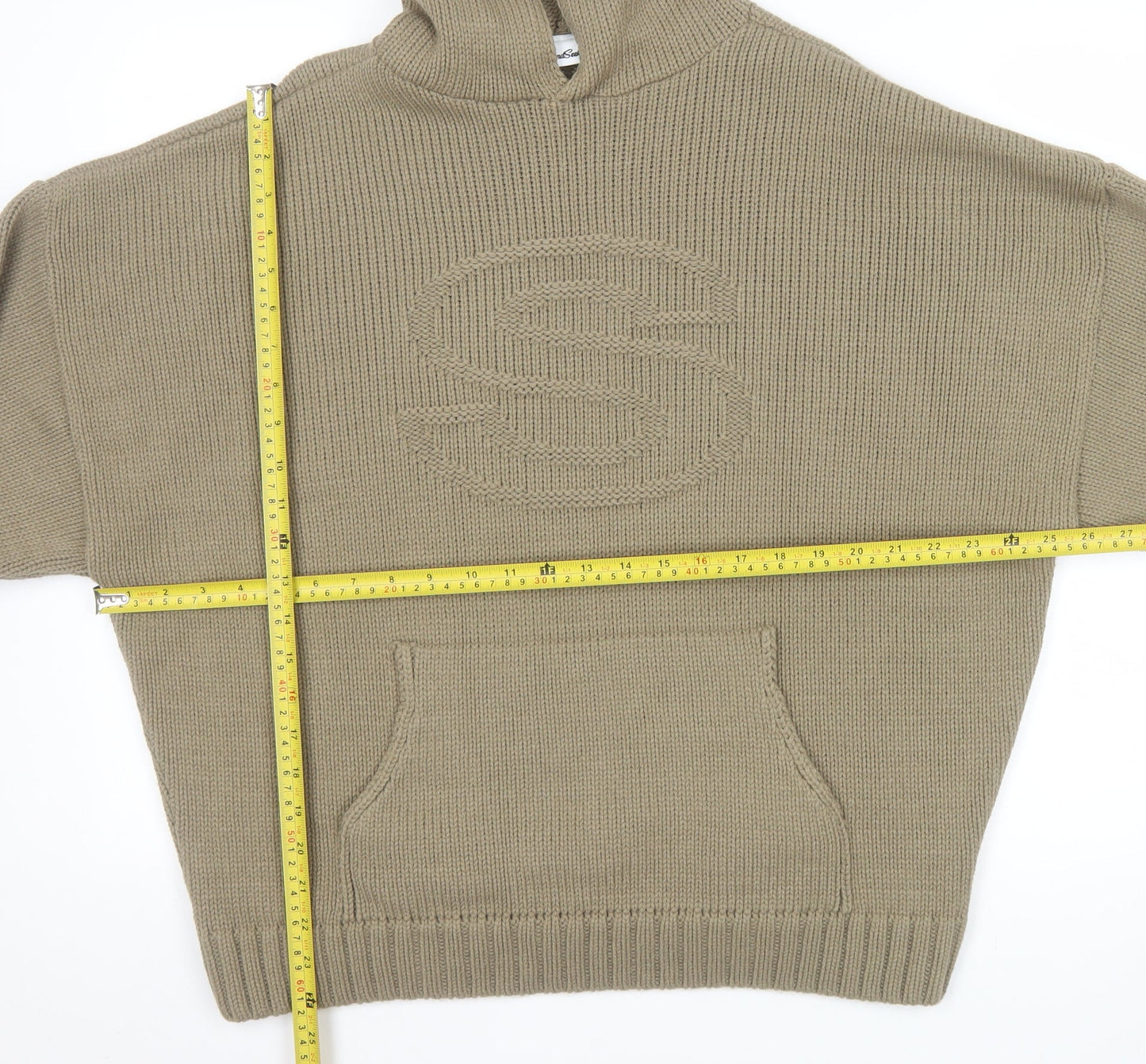 Sisters and Seekers Women’s Beige Hooded Chunky Knit Pullover Jumper Size S