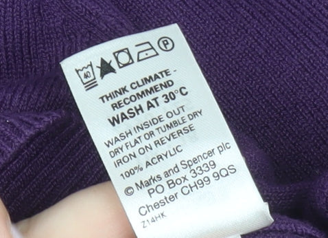 Marks and Spencer Women's Purple Crew Neck Short Sleeve Jumper Size 18