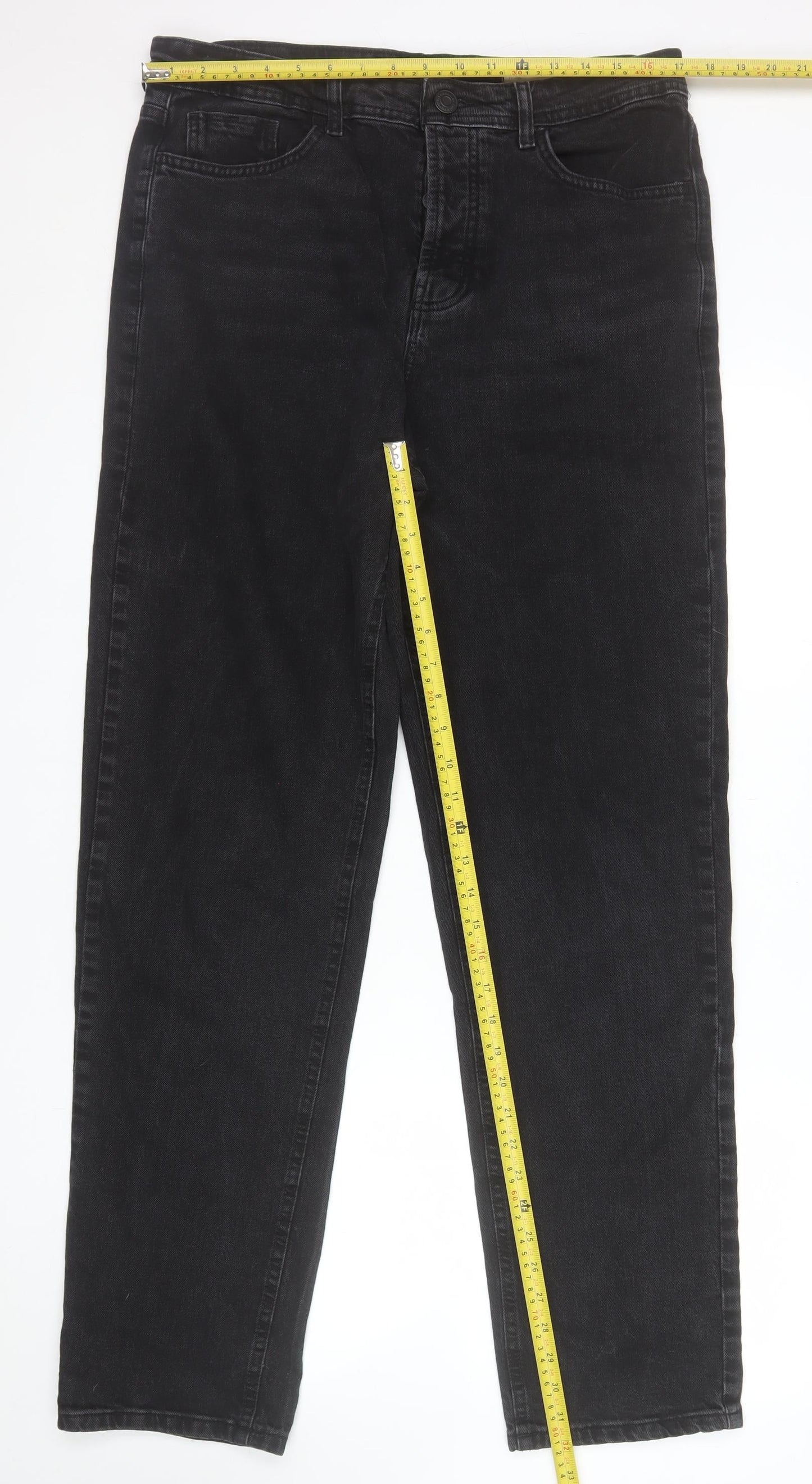 Denim Co Women’s Black Relaxed Stretch Straight Jeans Size 16L