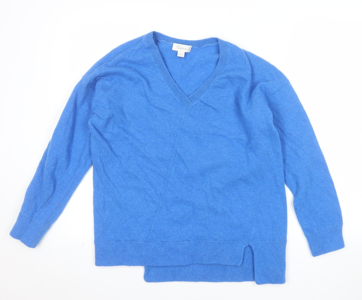Capture Women’s Blue Lambswool V-Neck Pullover Jumper Size L