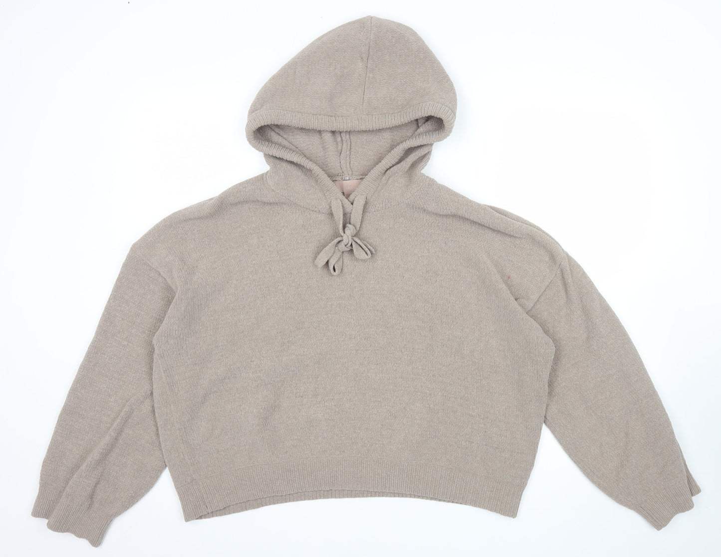H&M Women Beige Hooded Pullover Knit Jumper Size 12