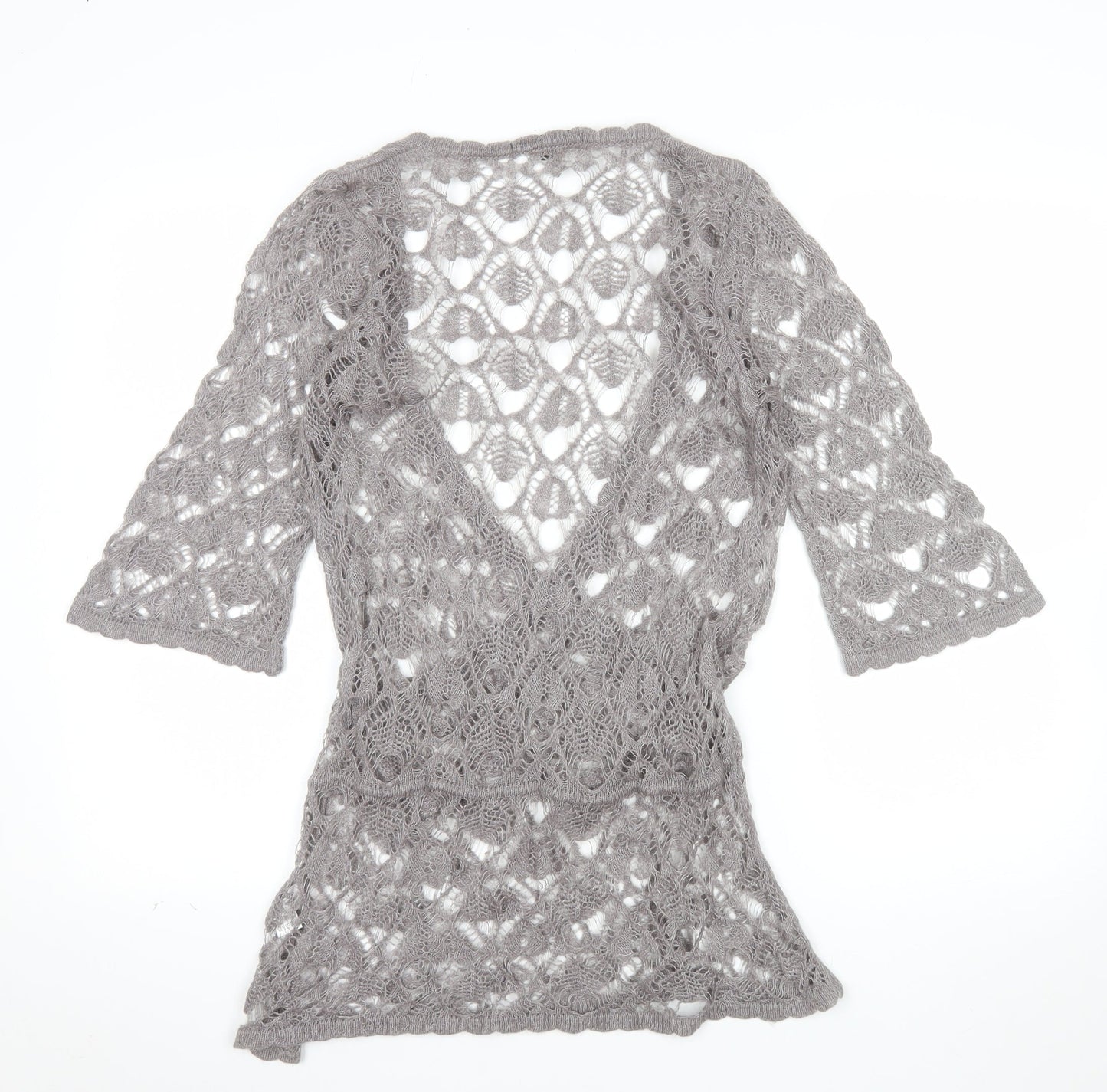 Marks and Spencer Women’s Grey Open-Knit Wrap Jumper M