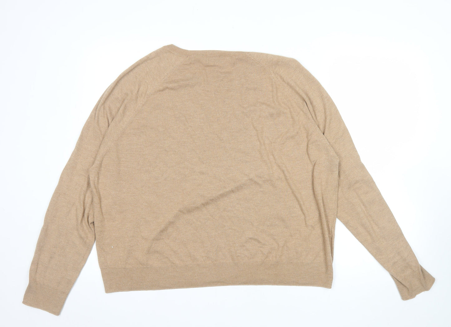 MNG Women Beige Cashmere Blend Crew Neck Long Sleeve Jumper Size XL