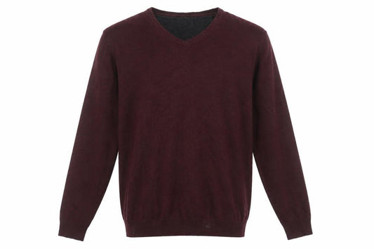 Jeff Banks Men’s Brown V-Neck Cotton Cashmere Silk Jumper Size L