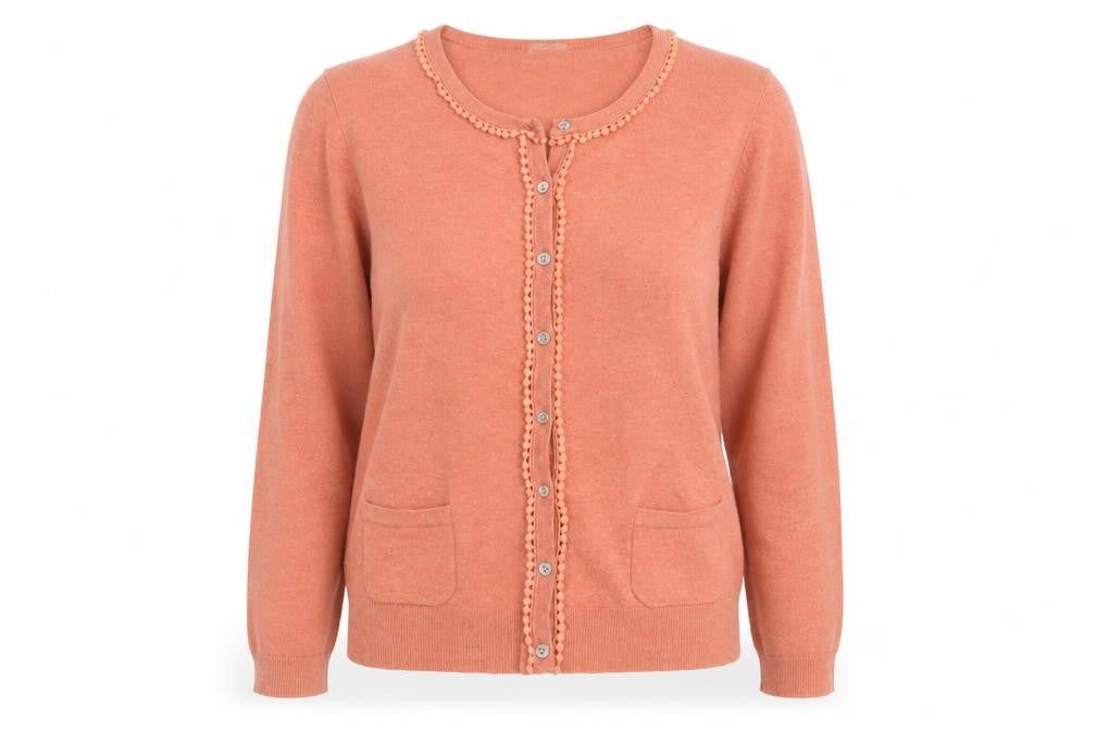 Laura Ashley Women's Orange Cotton Knit Cardigan Size 14