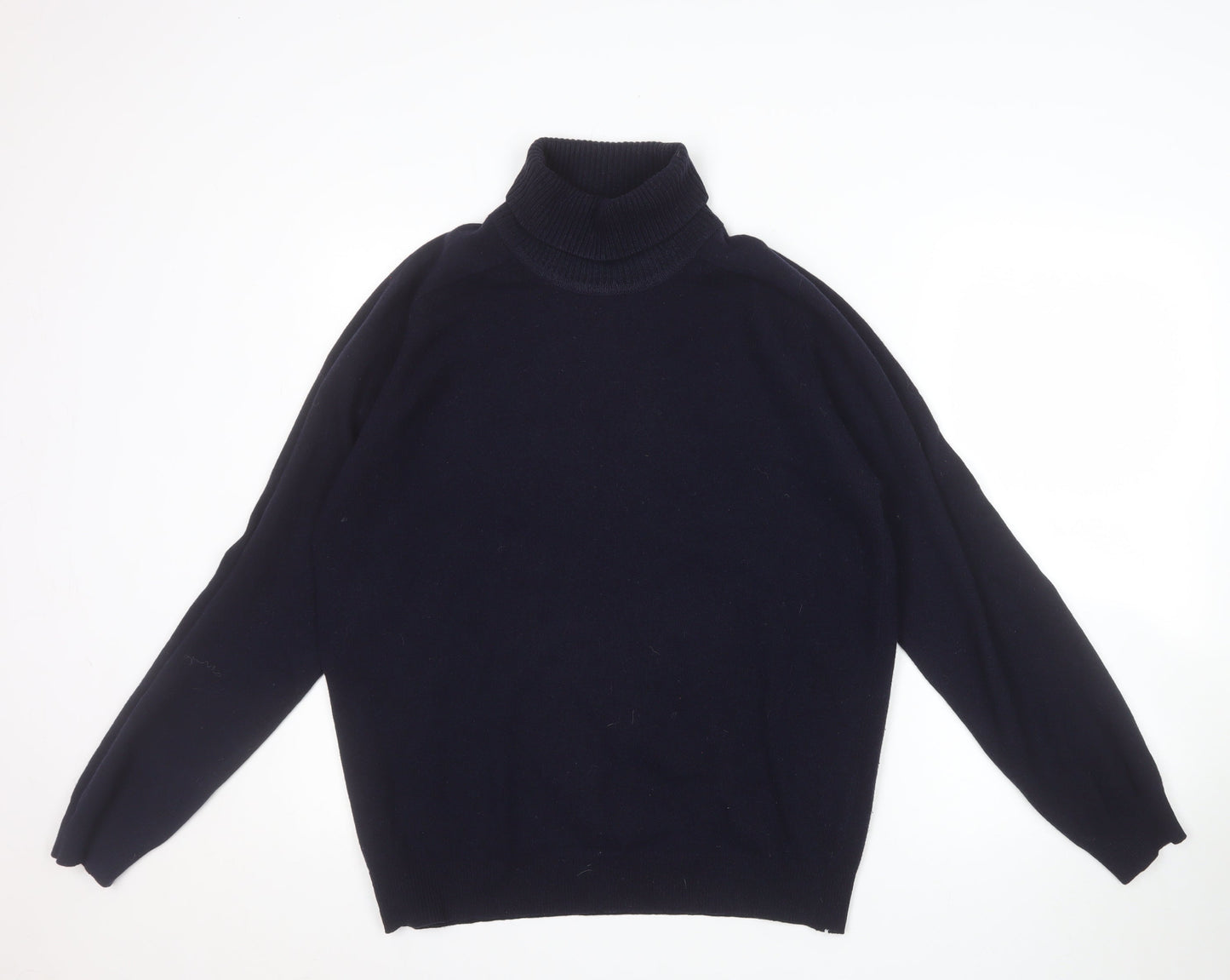 Alan Paine Men's Blue Roll Neck Lambswool Jumper Size L