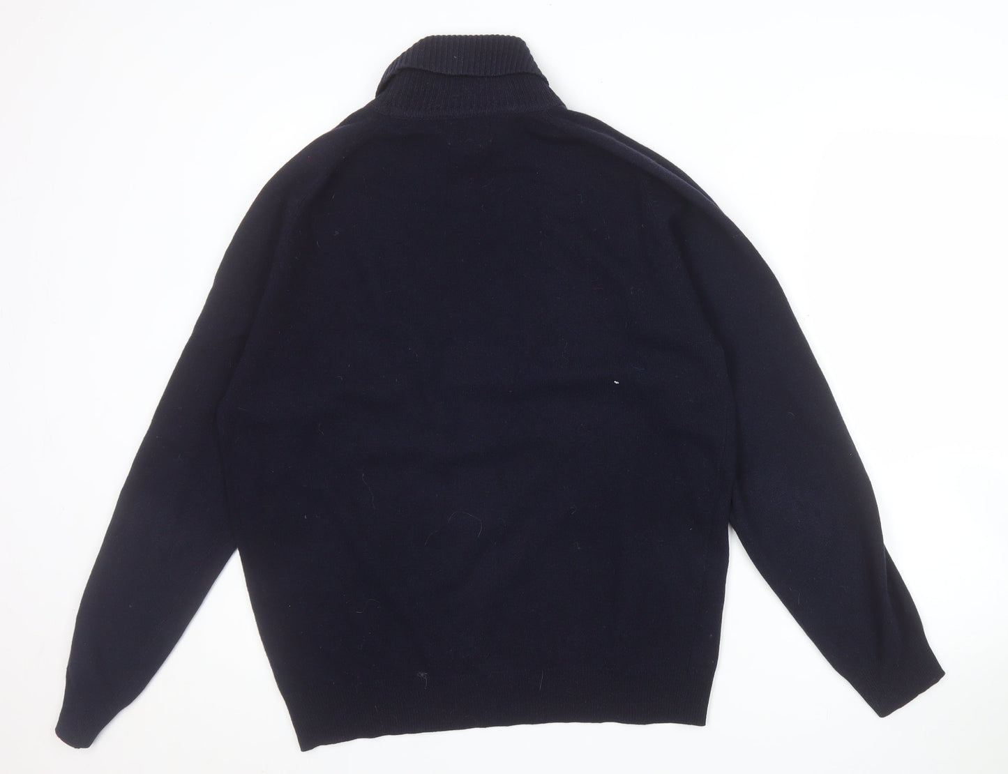Alan Paine Men's Blue Roll Neck Lambswool Jumper Size L