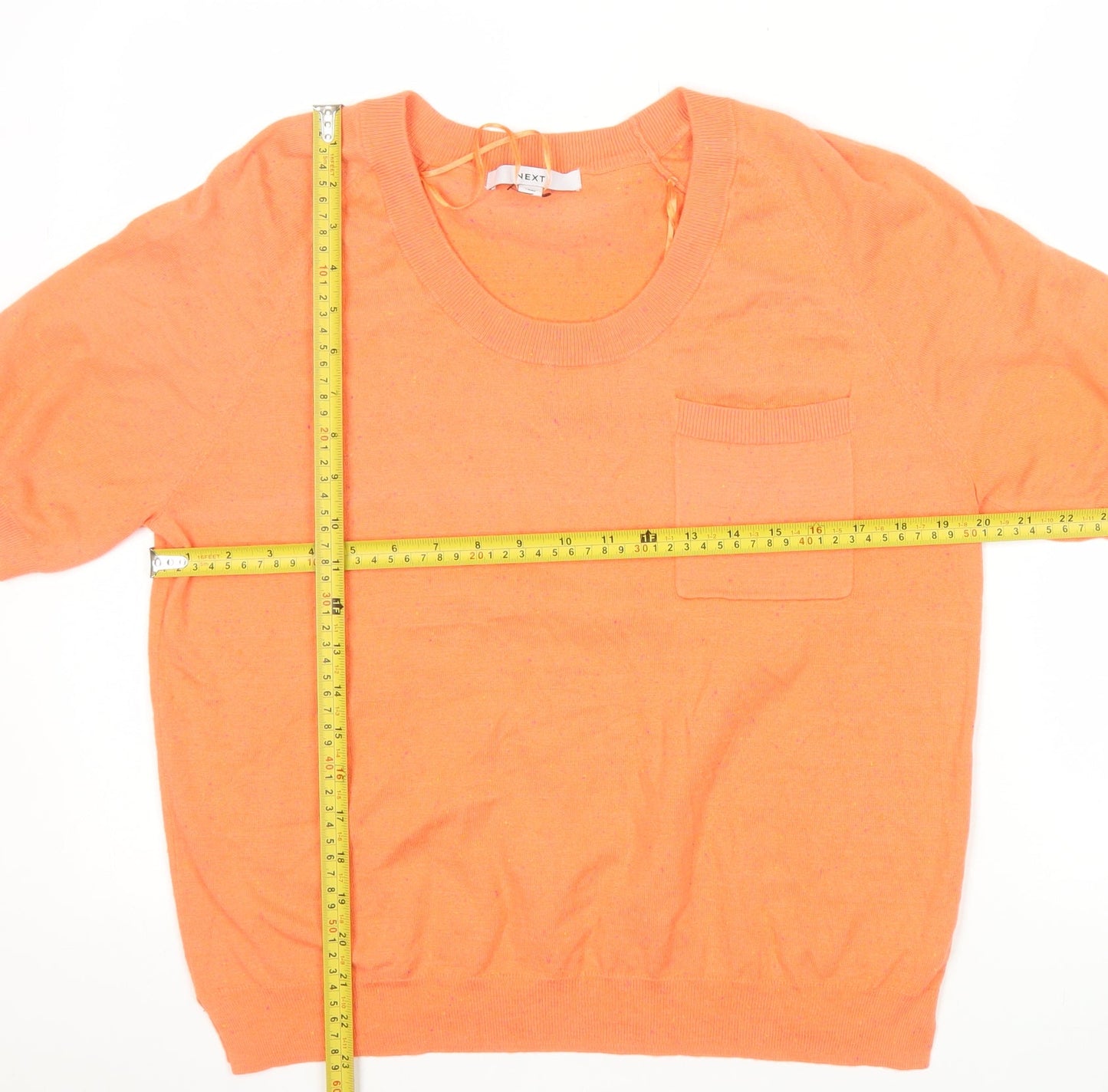 NEXT Women's Orange Crew Neck Short Sleeve Pullover Jumper Size 14