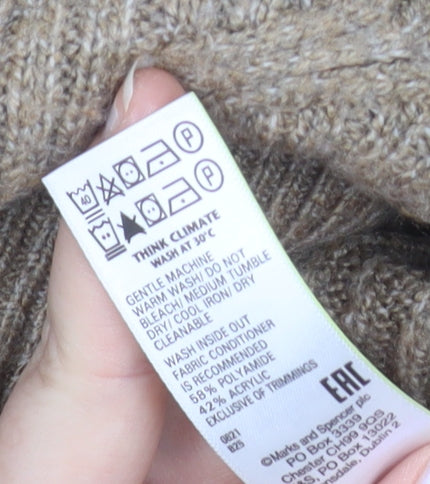 Marks and Spencer Men’s Beige XS Cable-Knit Crew Neck Jumper
