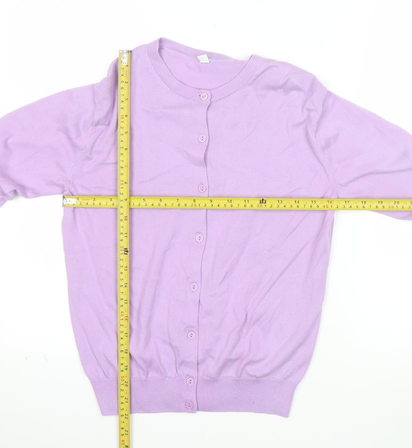 UNIQLO Women Purple Cotton Crew Neck Long Sleeve Cardigan S