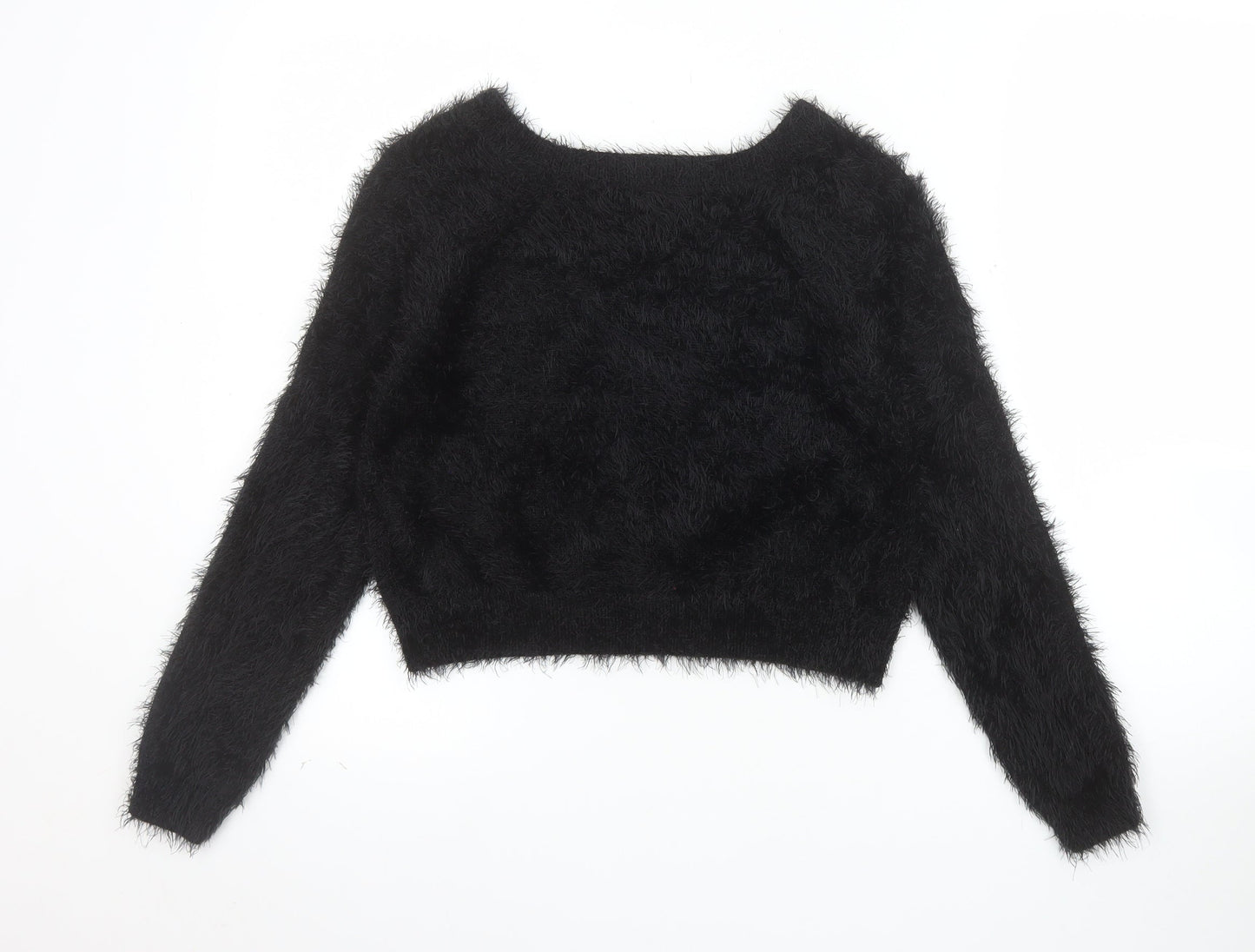 Miss Selfridge Women’s Black Fuzzy Knit Jumper Size 10