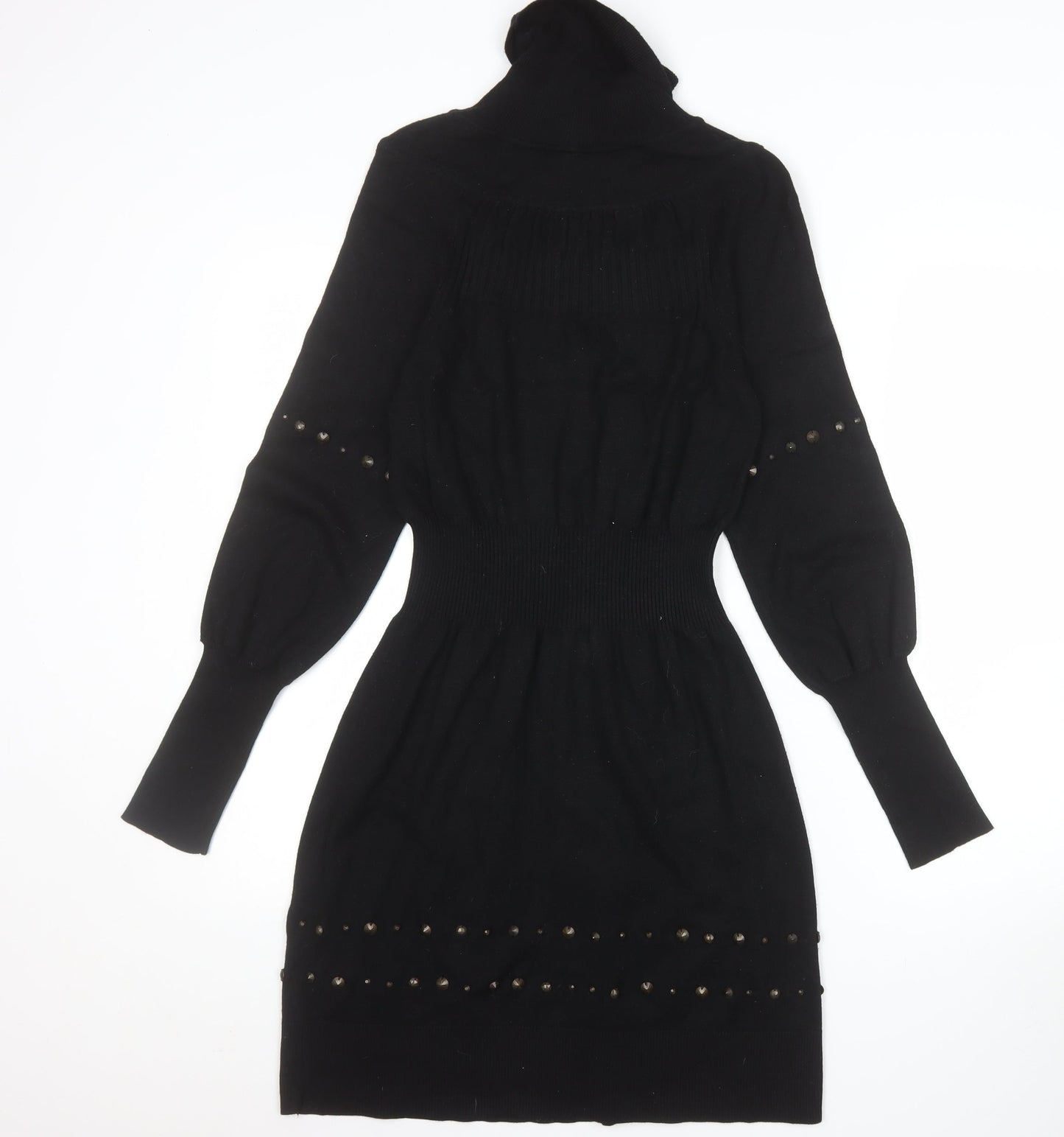 b.young Women's Black Knit Bodycon Roll Neck Dress Size M