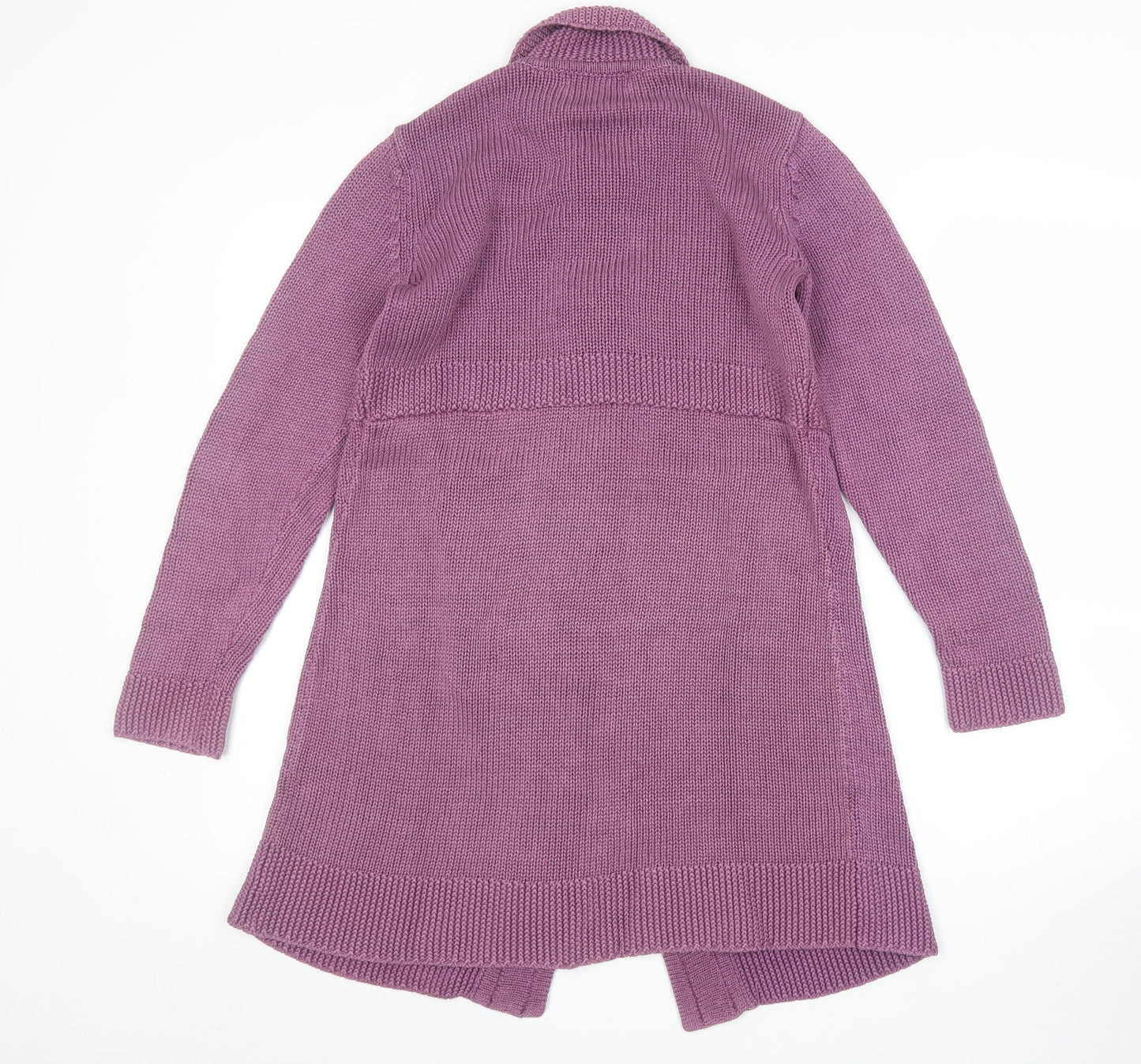 Boden Women Purple Collared Long Cardigan Knit Size 14 Cotton