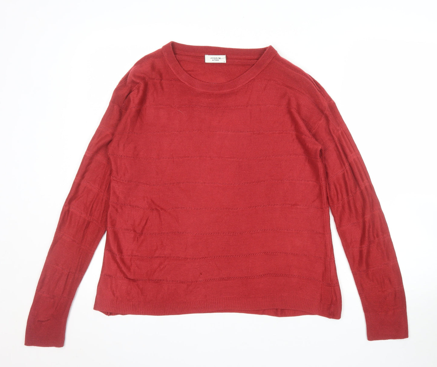 Jacqueline de Yong Women Red Acrylic Crew Neck Jumper Size S