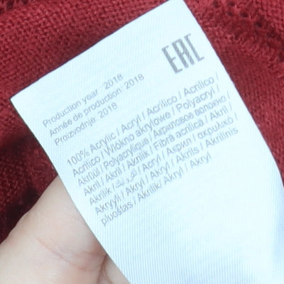 Jacqueline de Yong Women Red Acrylic Crew Neck Jumper Size S