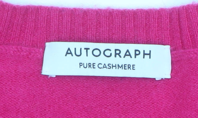 Marks and Spencer Autograph Women’s Pink Large V-Neck Beaded Cashmere Jumper