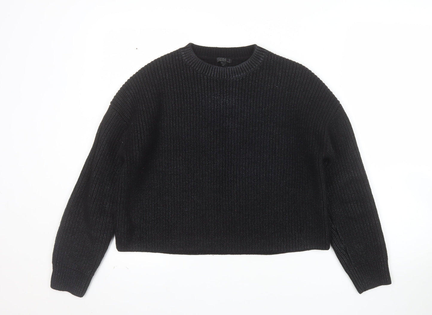 COS Women's Black Wool Chunky Knit Relaxed Jumper Size 10