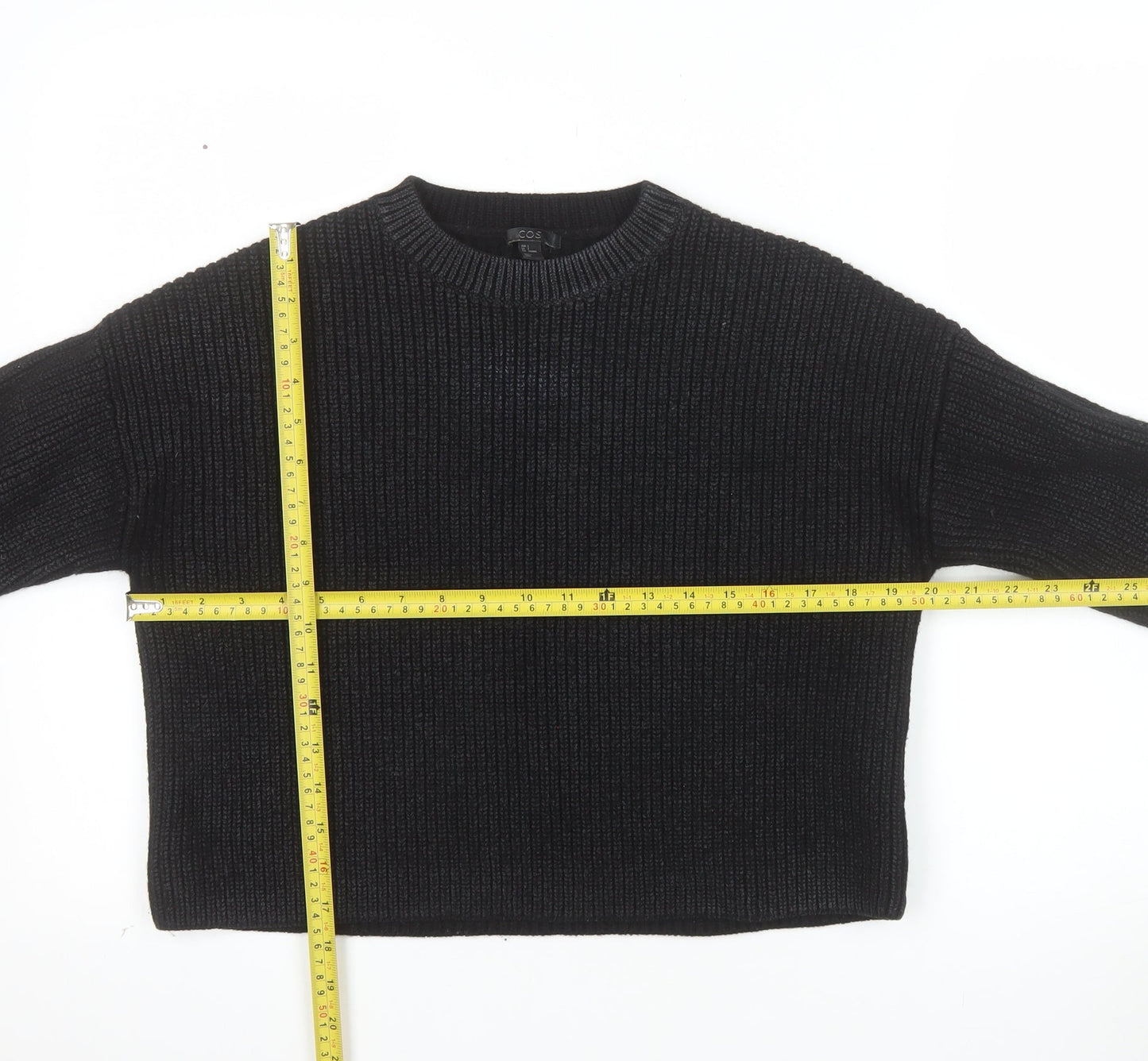 COS Women's Black Wool Chunky Knit Relaxed Jumper Size 10