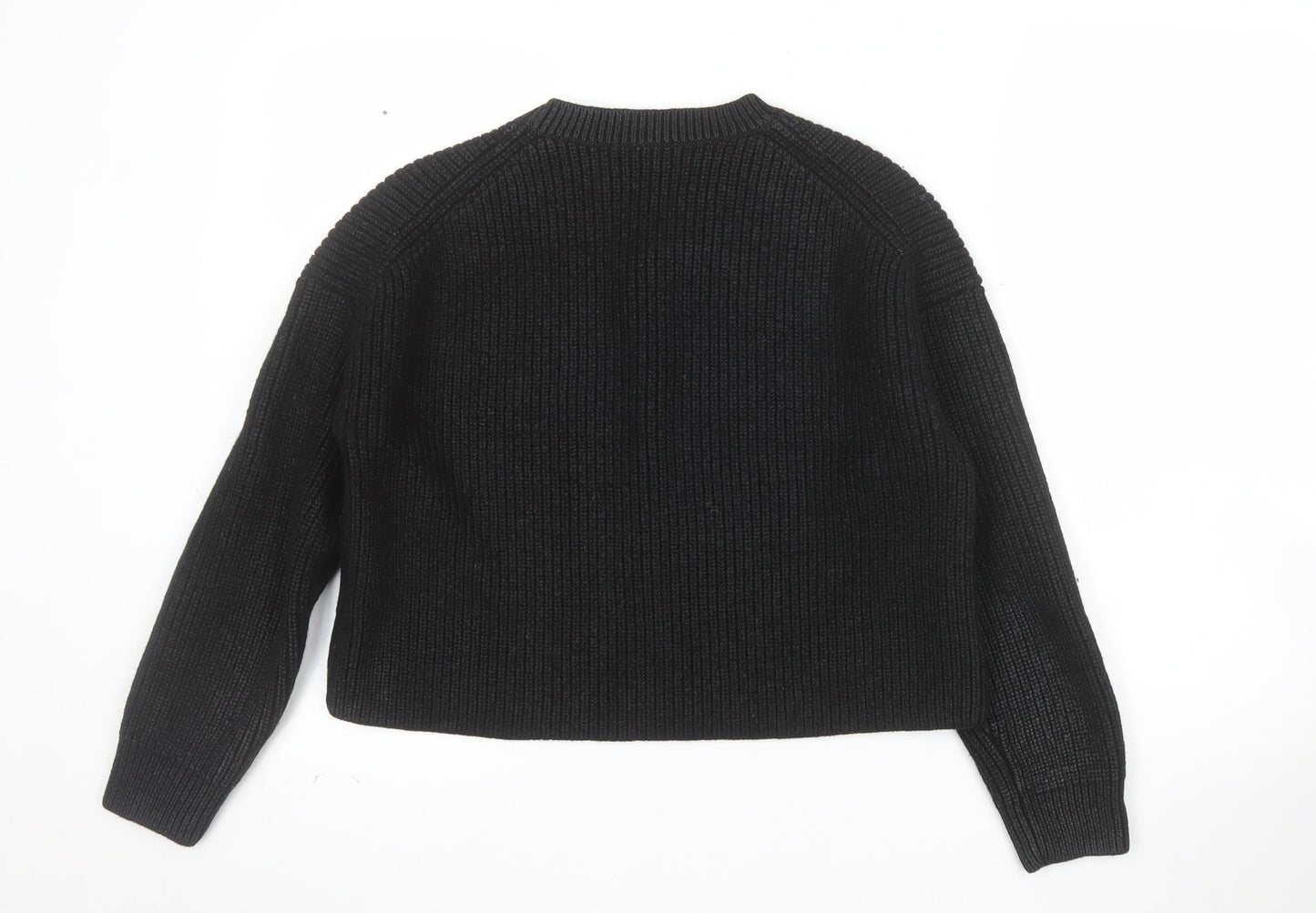 COS Women's Black Wool Chunky Knit Relaxed Jumper Size 10