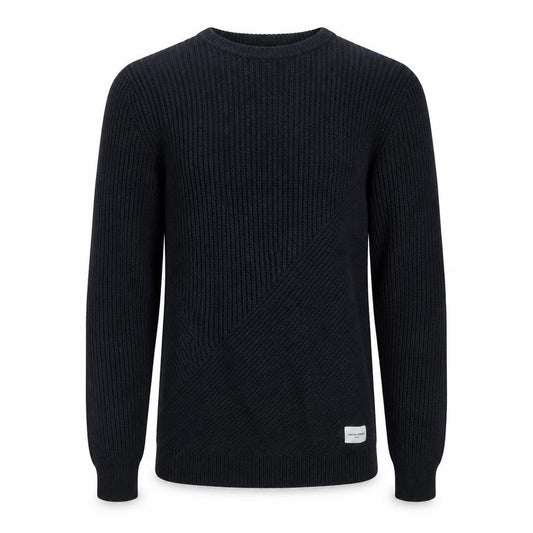 Jack & Jones Mens Black Chunky Knit Crew Neck Jumper M