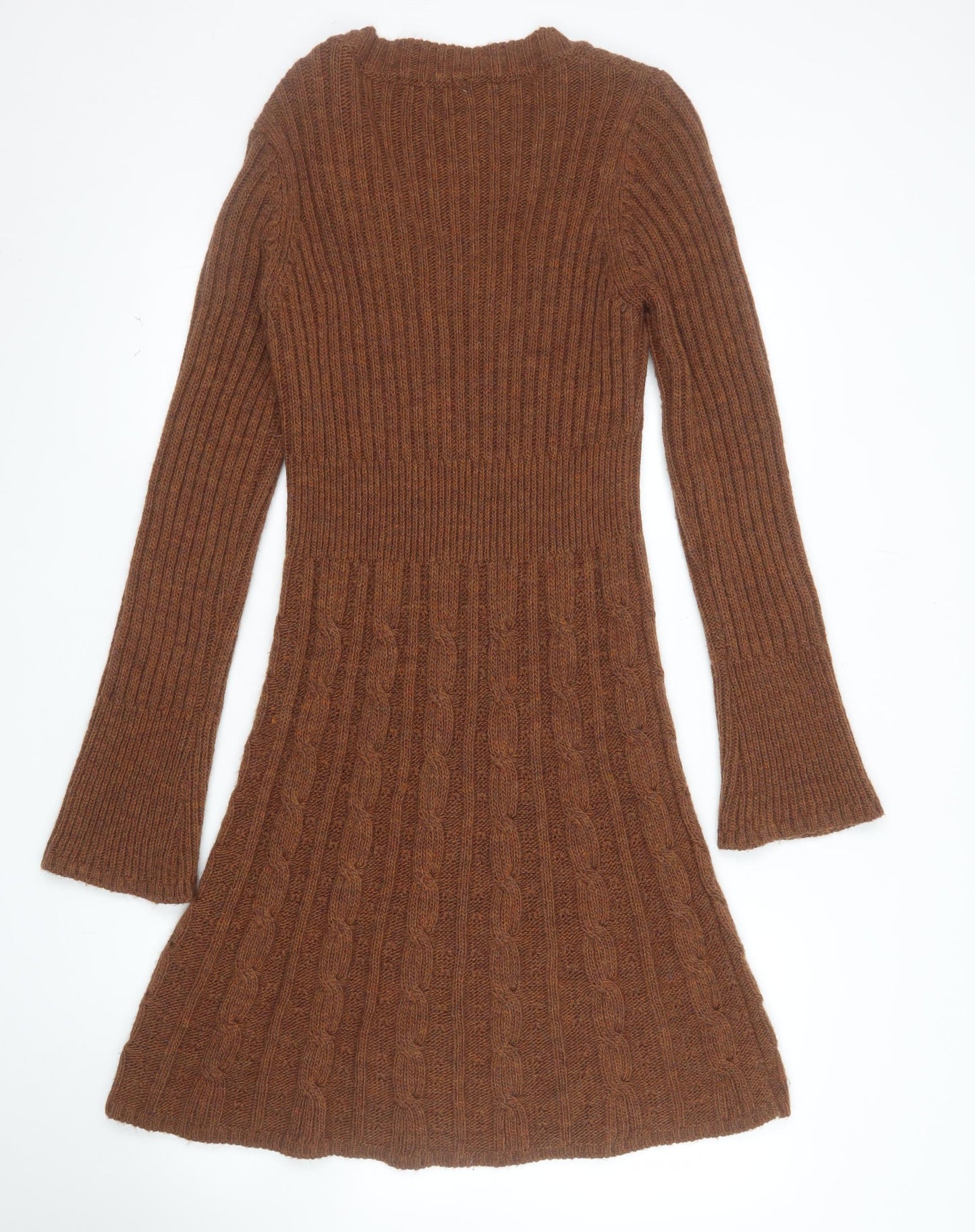 Next Women’s Brown Wool Blend Long Sleeve Jumper Dress Size 10