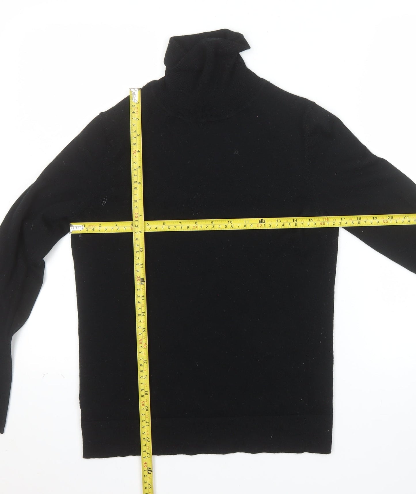 Hobbs Womens Black Merino Wool Roll Neck Jumper Size S