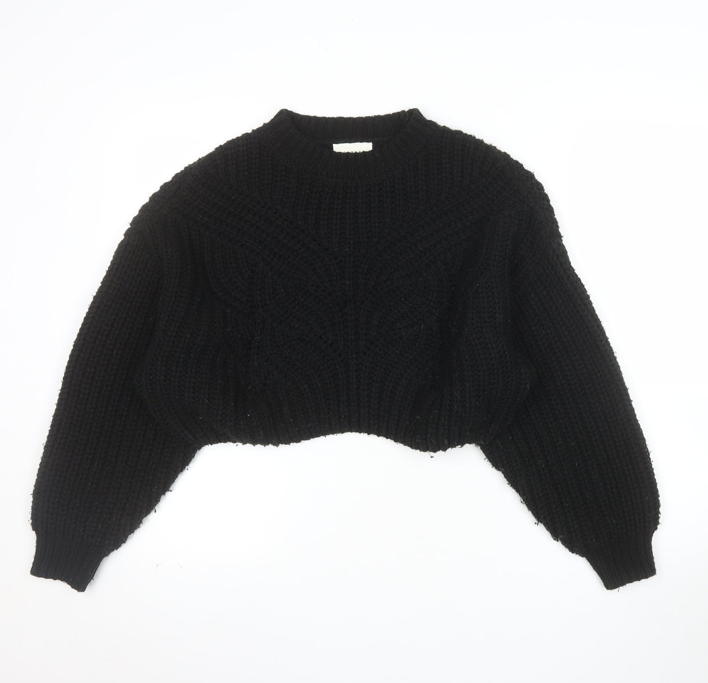 Topshop Women’s Black Chunky-Knit Pullover Jumper Size S