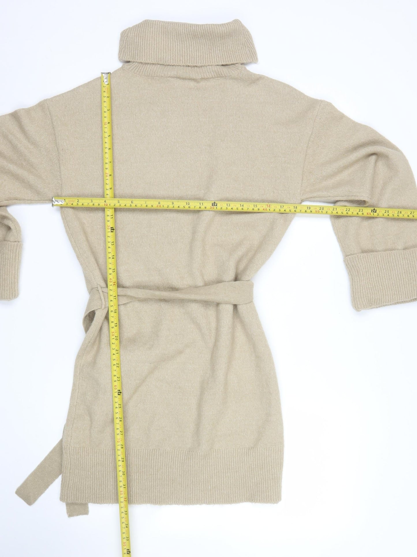 Vila Women Beige Roll Neck Belted Cardigan Size 8