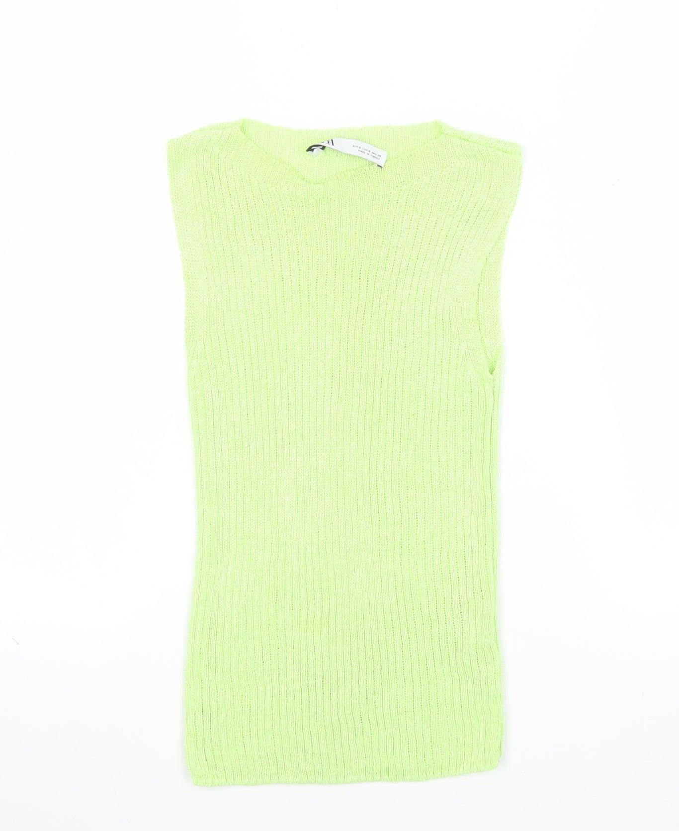 Zara Women Green Sleeveless Knit Tank Top Size S