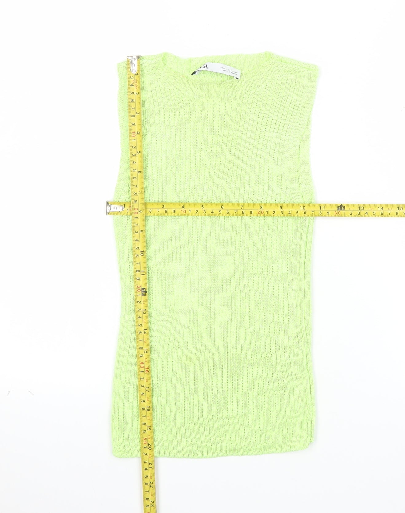 Zara Women Green Sleeveless Knit Tank Top Size S