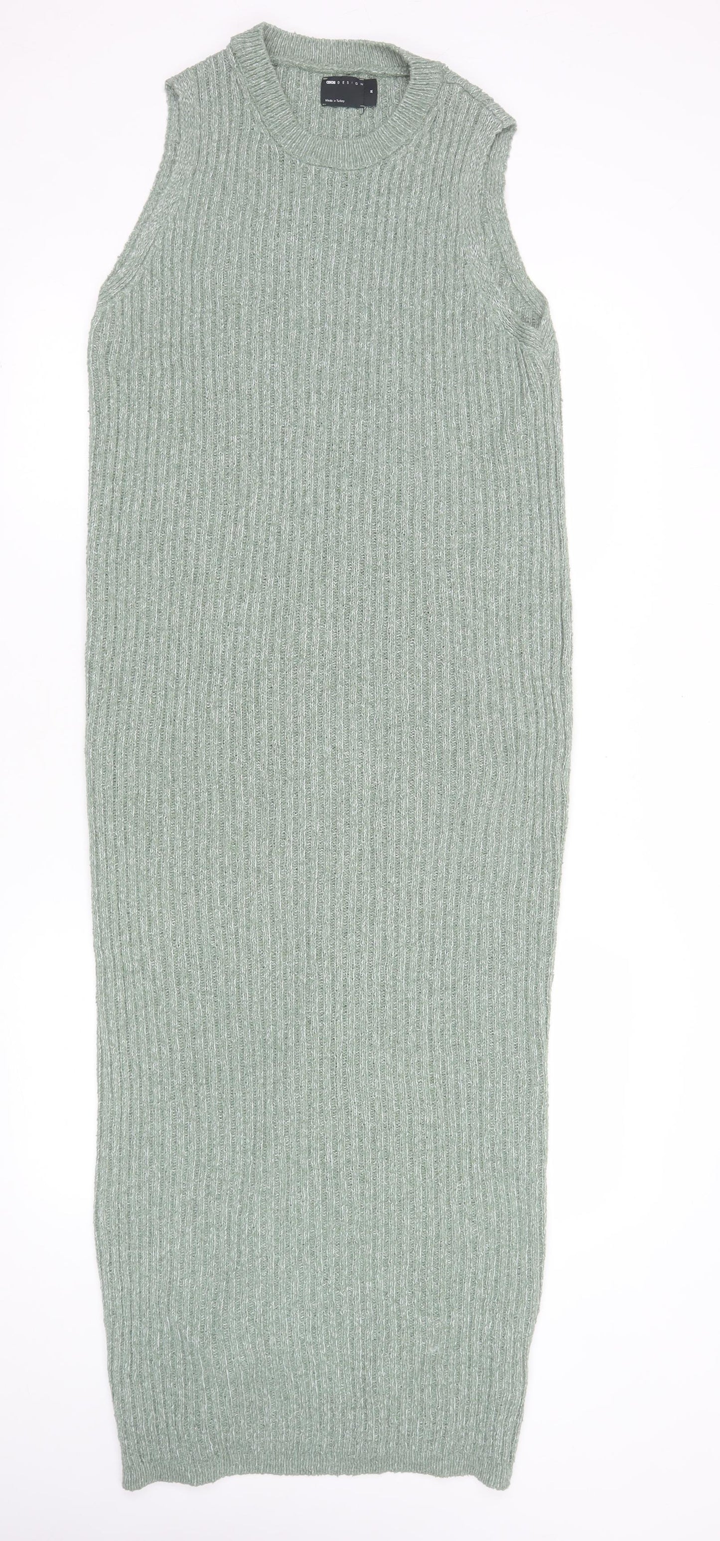 ASOS DESIGN Women’s Green Sleeveless Ribbed Knit Bodycon Midi Dress Size 12-14