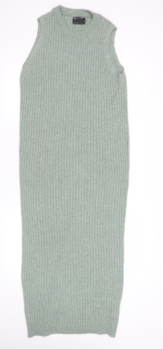 ASOS DESIGN Women’s Green Sleeveless Ribbed Knit Bodycon Midi Dress Size 12-14
