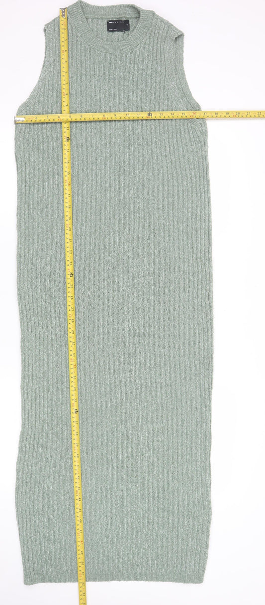 ASOS DESIGN Women’s Green Sleeveless Ribbed Knit Bodycon Midi Dress Size 12-14