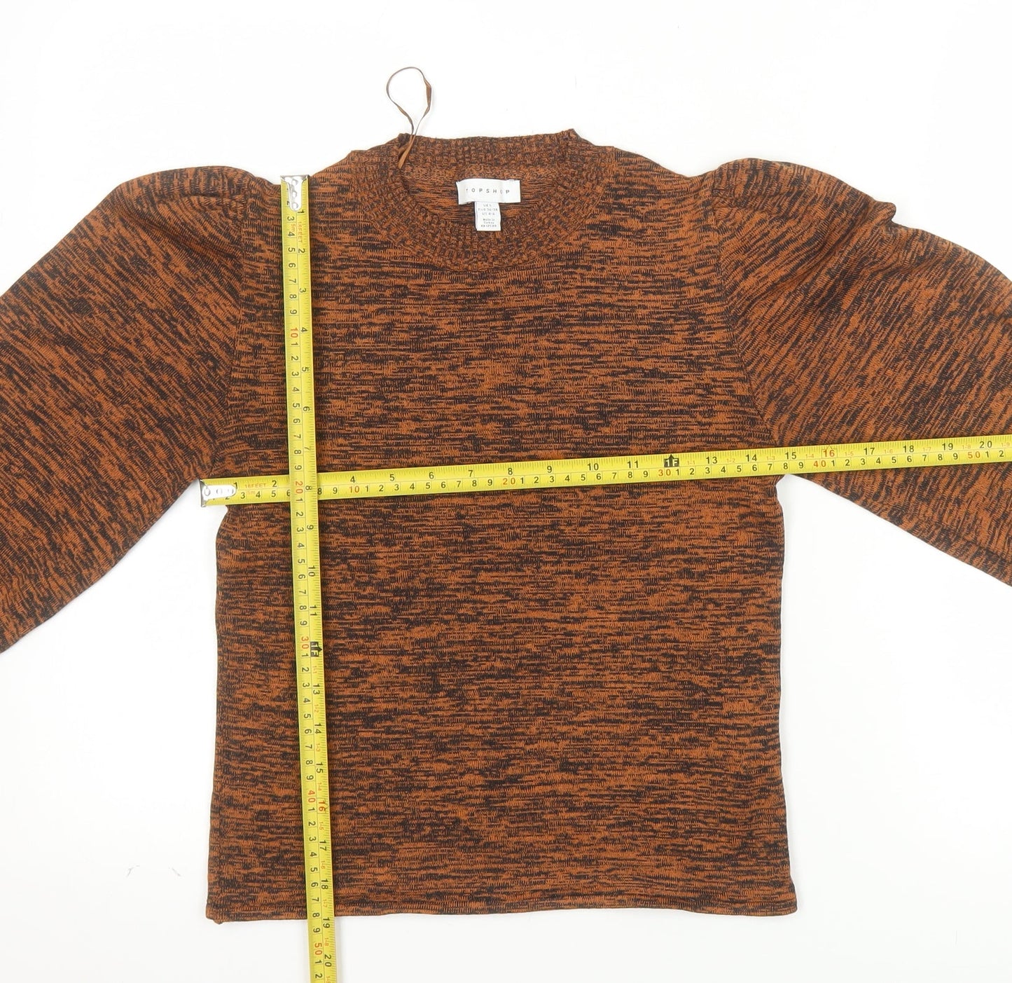 Topshop Women’s Brown Puff Sleeve Knit Blouse UK S